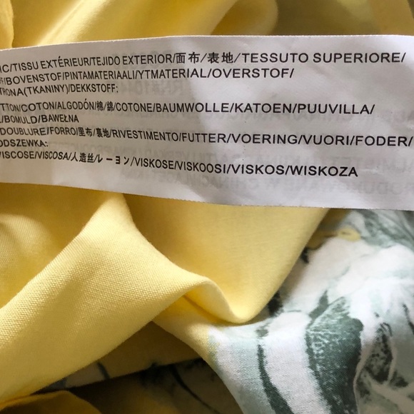 JOA Floral Mini Off Shoulder Bubble Sleeve Dress XS Yellow New - Picture 7 of 8